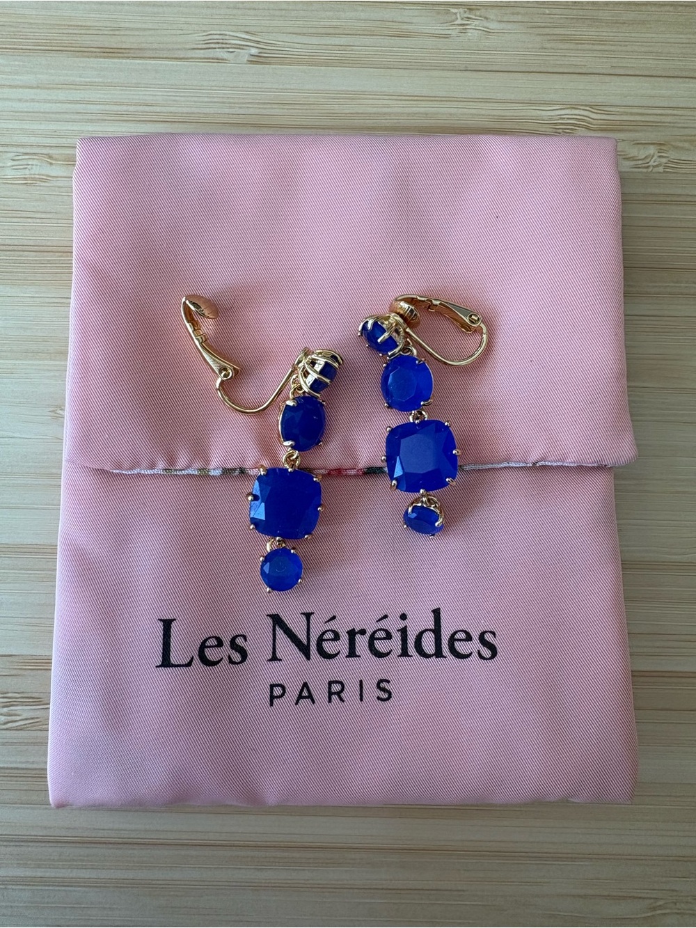 Les Nereides La Diamantine Blue Clip-On Earrings